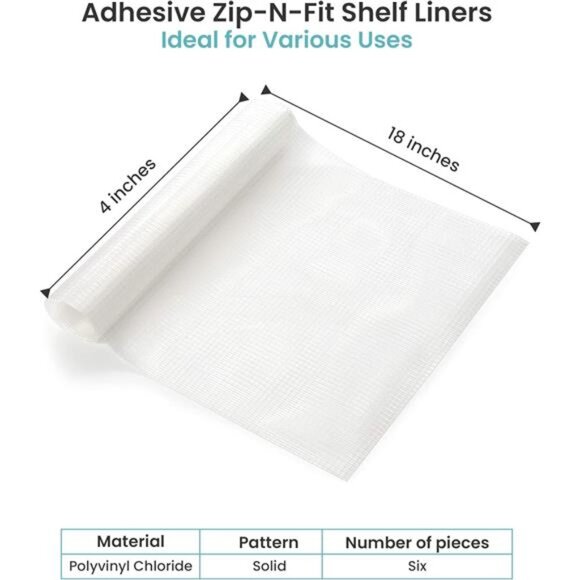 Adhesive Zip-N-Fit Solid Grip Drawer and Shelf Non-Slip Liner, 18" x 4', Ribbed - Picture 2 of 7